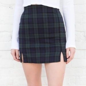 brandy melville green plaid mini skirt